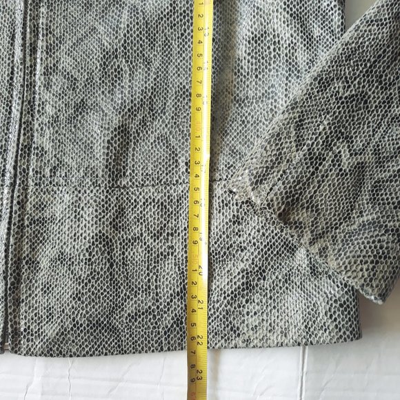 Rizal Snakeskin Leather Full Zip Career Blazer Made in France Office Jacket Sz L - Picture 9 of 12